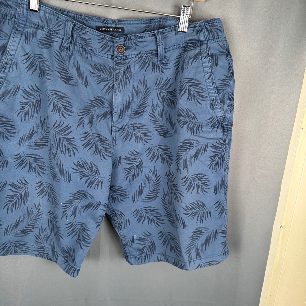 Lucky Brand Mens Blue Palm Leaf Tropical Print Shorts Size 34 TMD2190 - Picture 4 of 9